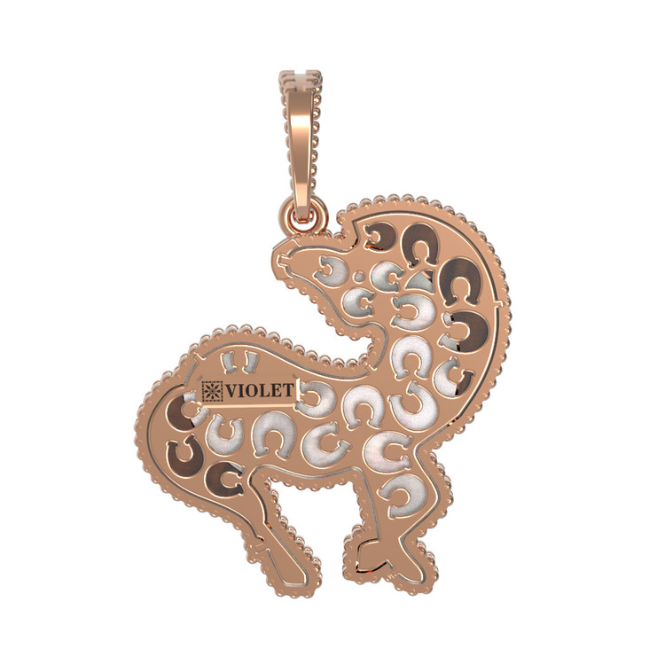 Подвеска из красного золота 585 пробы c эмалью, тигровым глазом и перламутром