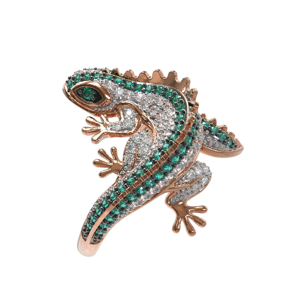 Кольцо из красного золота 585 пробы c фианитом