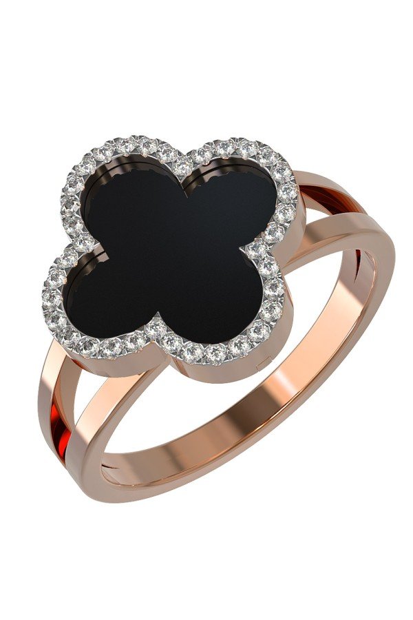 Кольцо из золота c бриллиантами и ониксом