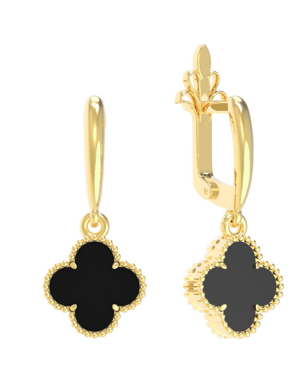 Серьги из лимонного золота c ониксом