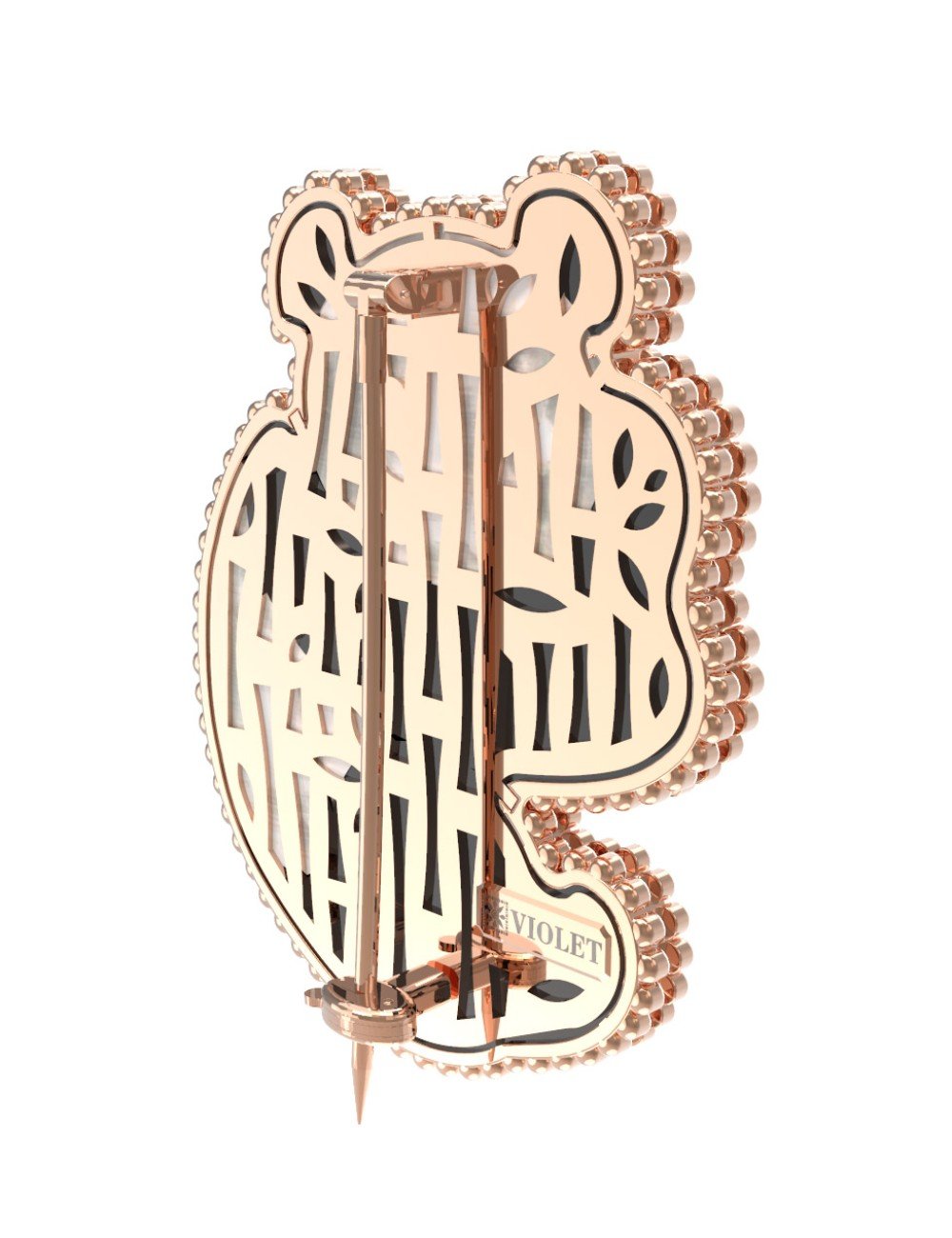 Брошь из золота c эмалью, ониксом и перламутром