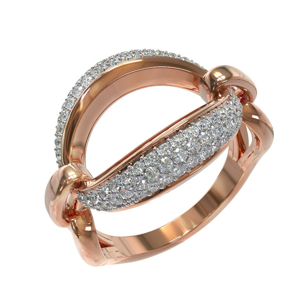 Кольцо из красного золота 585 пробы c бриллиантами