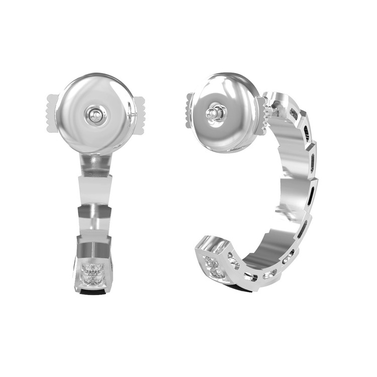 Серьги из белого золота 585 пробы c бриллиантами и ониксом