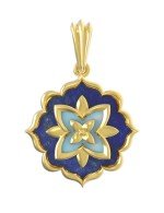 Подвеска из лимонного золота c бирюзой и лазуритом