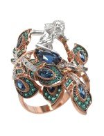 Кольцо из золота c фианитом и топазом London Blue