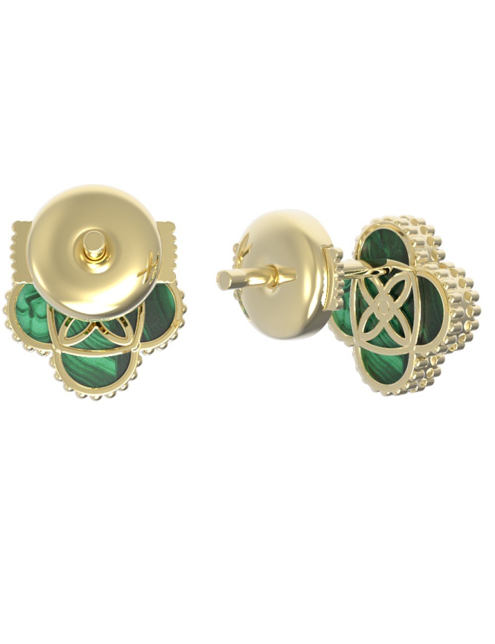 Серьги из лимонного золота c бриллиантами и малахитом
