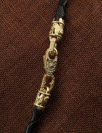 Гайтан из лимонного золота c кожаным шнурком