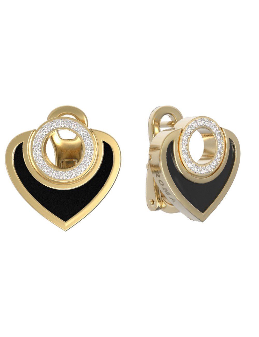 Серьги из лимонного золота c бриллиантами и ониксом