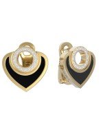 Серьги из лимонного золота c бриллиантами и ониксом