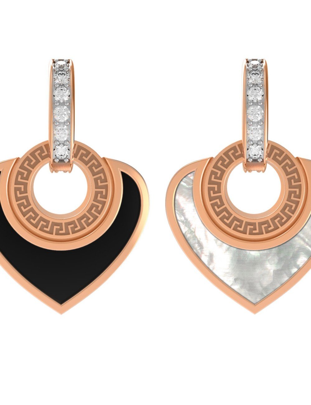 Подвеска из золота c фианитом, ониксом и перламутром