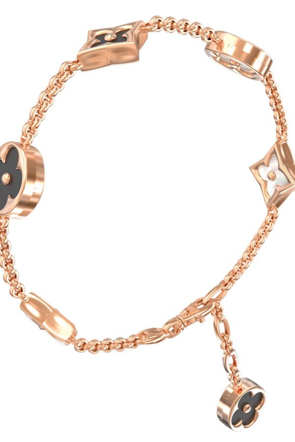 Браслет из золота c ониксом и перламутром