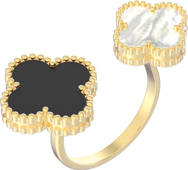 Кольцо из лимонного золота c ониксом и перламутром