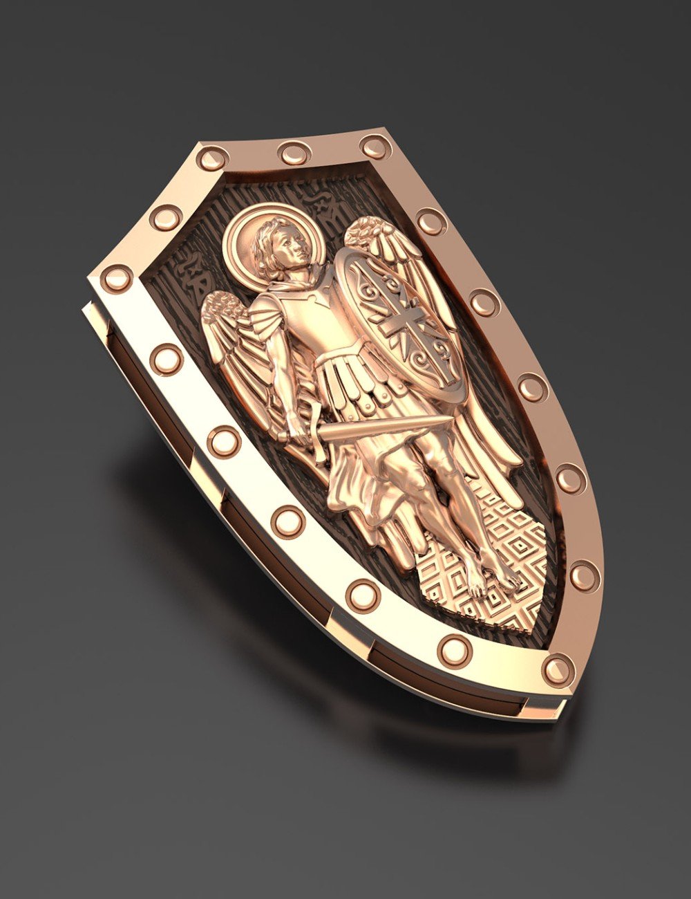 Образок из золота c эбеновым деревом