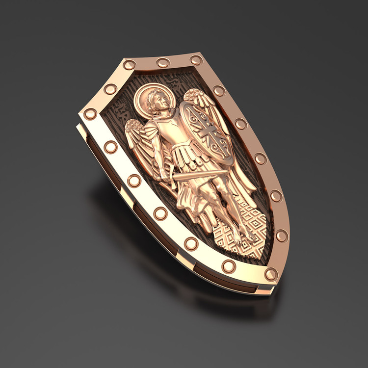 Нательная икона из красного золота 585 пробы c эбеновым деревом