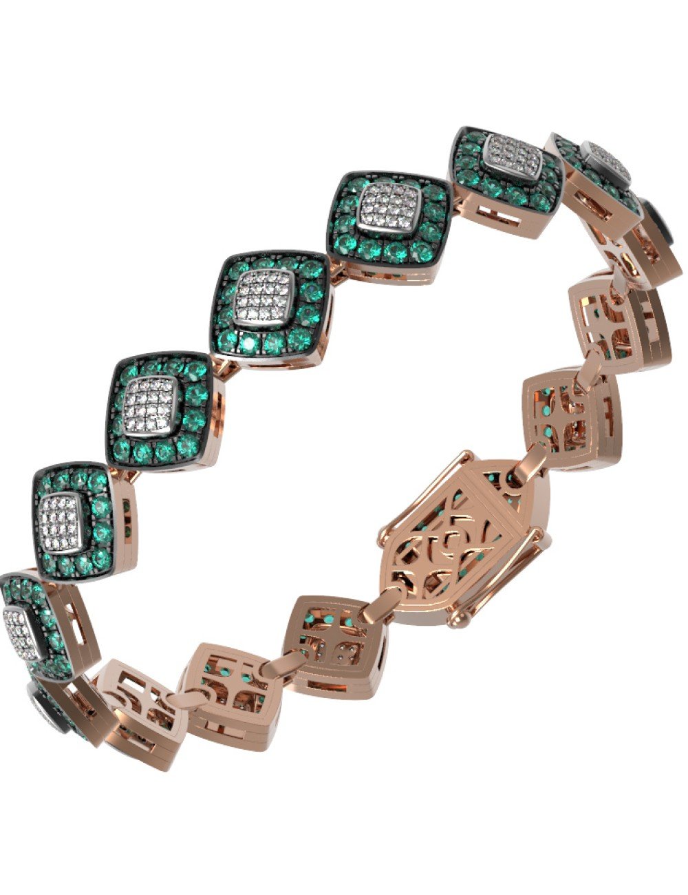 Браслет из золота c бриллиантами и изумрудом