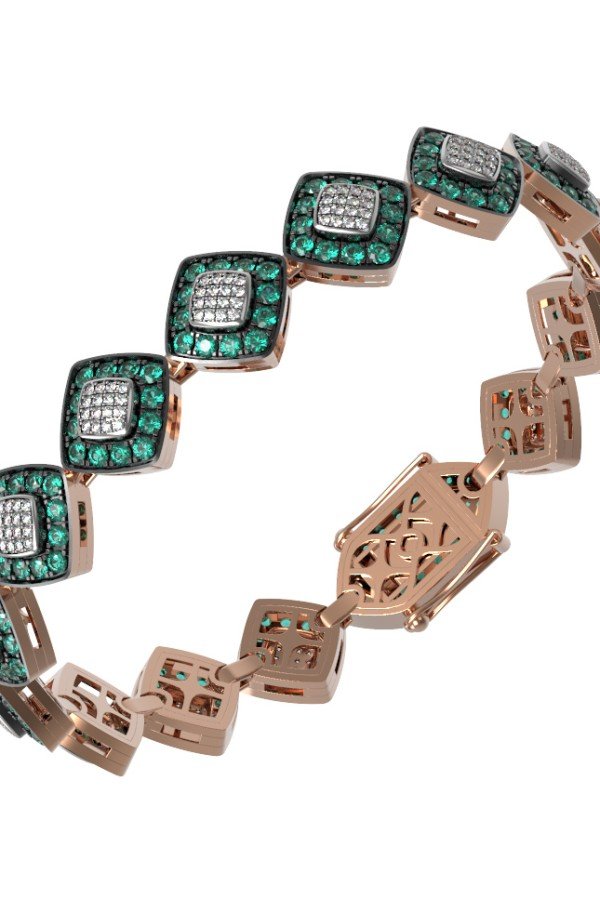 Браслет из золота c бриллиантами и изумрудом
