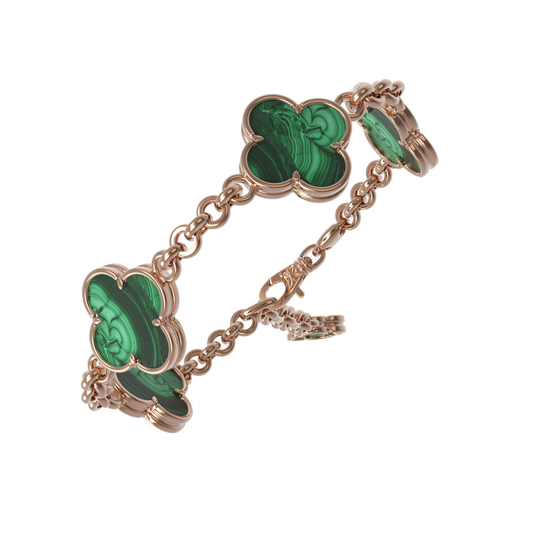 Браслет из красного золота 585 пробы c малахитом