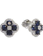 Серьги из белого золота c бриллиантами и сапфиром