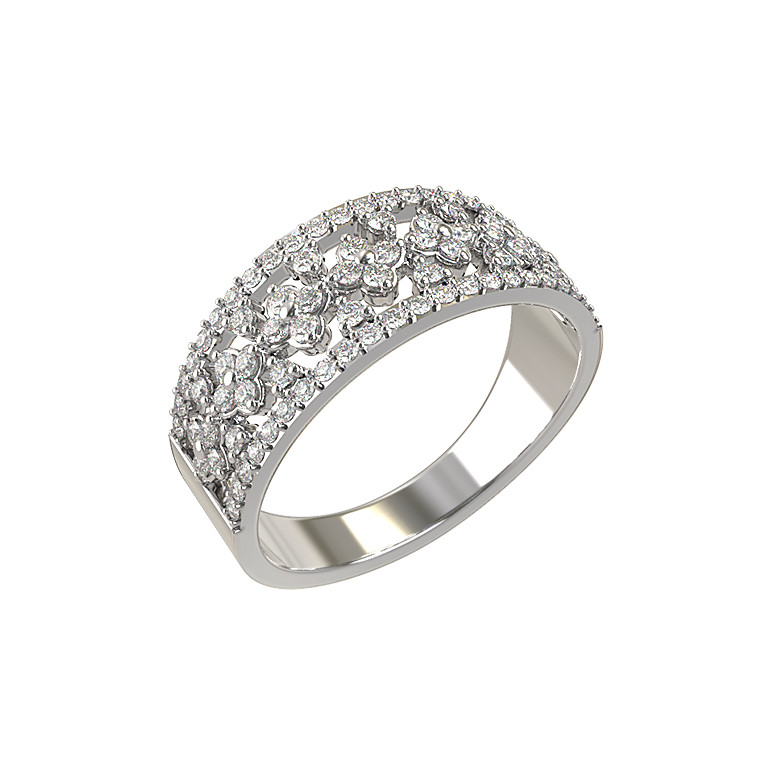 Кольцо из белого золота 585 пробы c бриллиантами