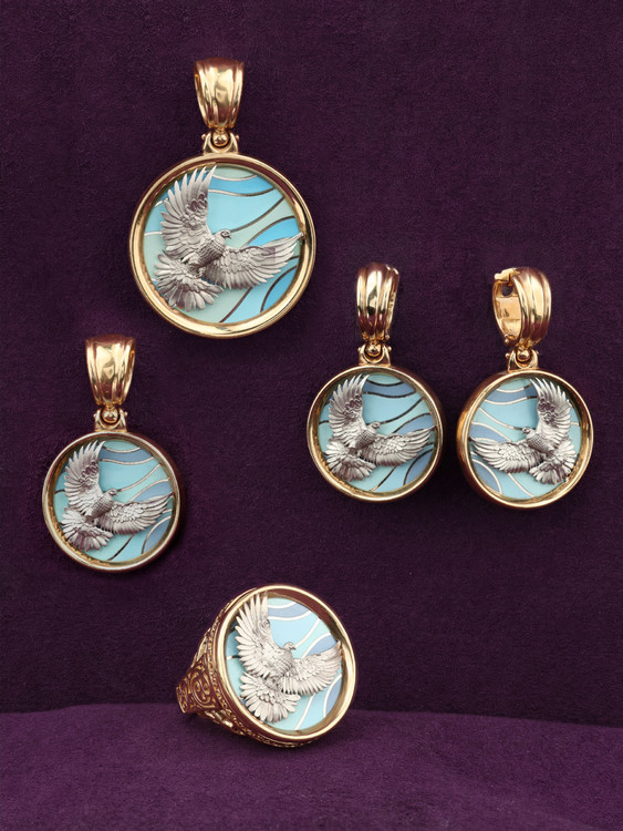 Серьги из красного золота 585 пробы c эмалью