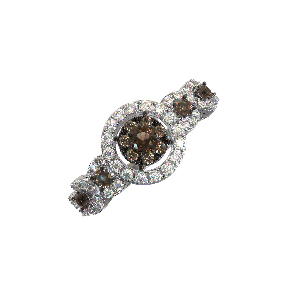 Кольцо из белого золота 585 пробы c бриллиантами