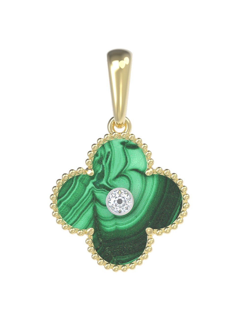 Подвеска из лимонного золота c бриллиантами и малахитом