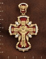 Крест из лимонного золота c эмалью и бриллиантами