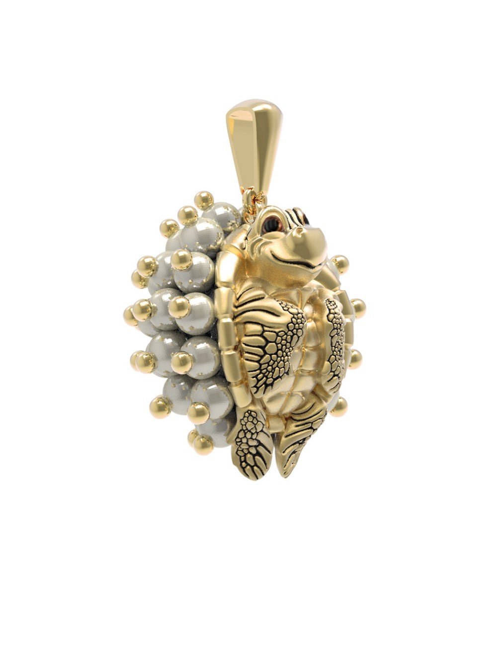 Подвеска из лимонного золота c эмалью и жемчугом