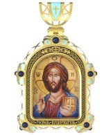 Образок из лимонного золота c эмалью и иконописью