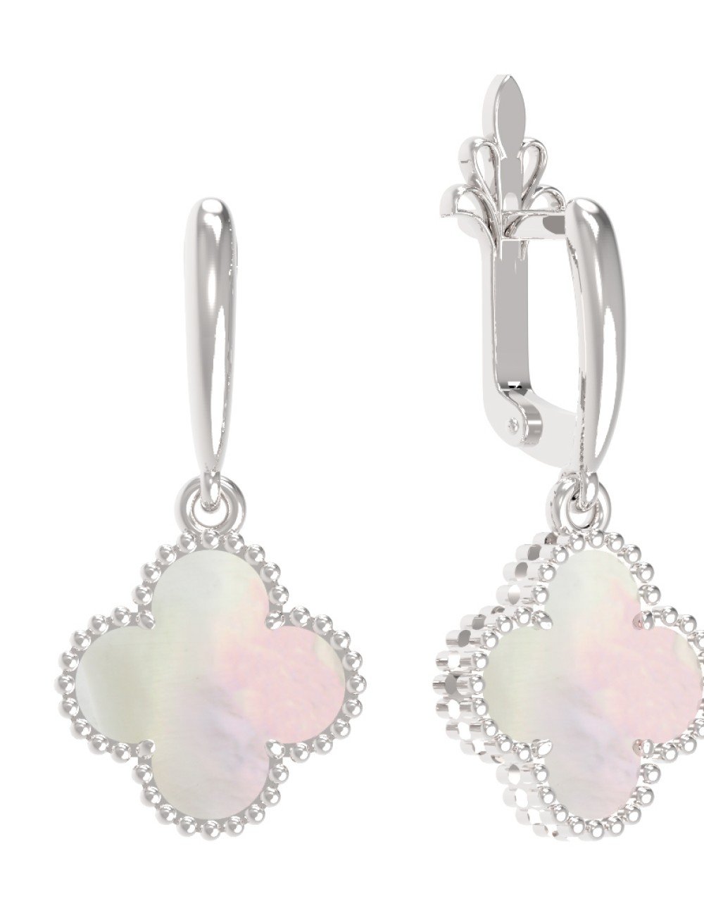 Серьги из белого золота c перламутром