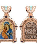 Образок из золота c эмалью, иконописью и темперой