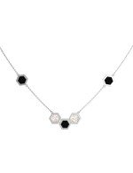 Колье из белого золота c ониксом и перламутром