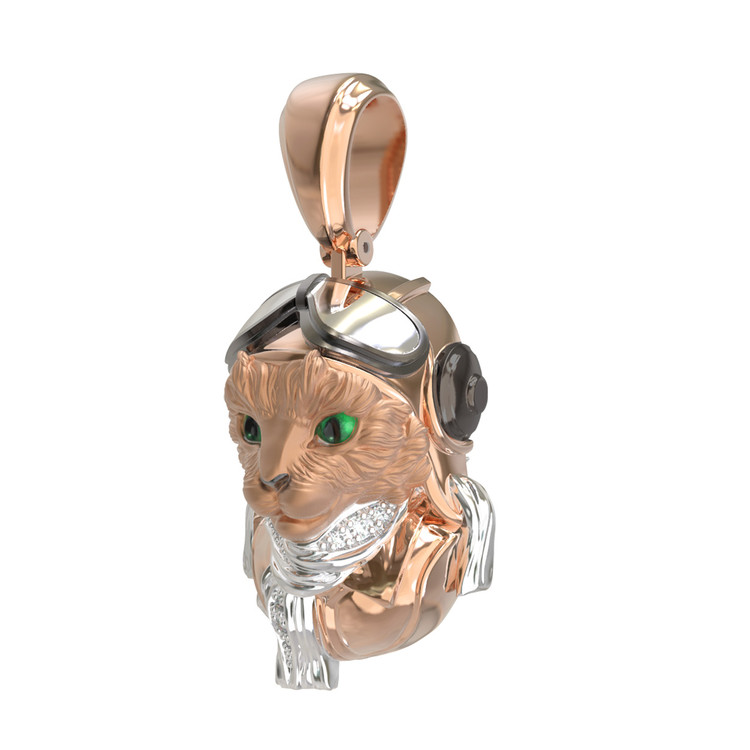 Подвеска из красного золота 585 пробы c эмалью, бриллиантами и рубином