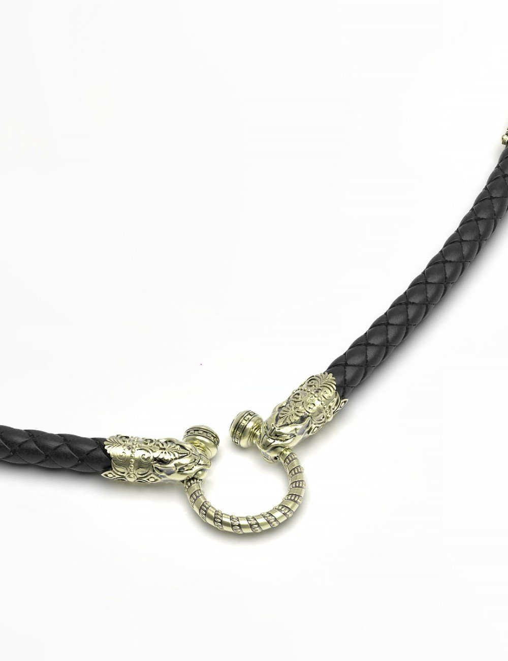 Гайтан из зелёного золота c кожаным шнурком