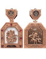 Образок из золота c эмалью и рубином