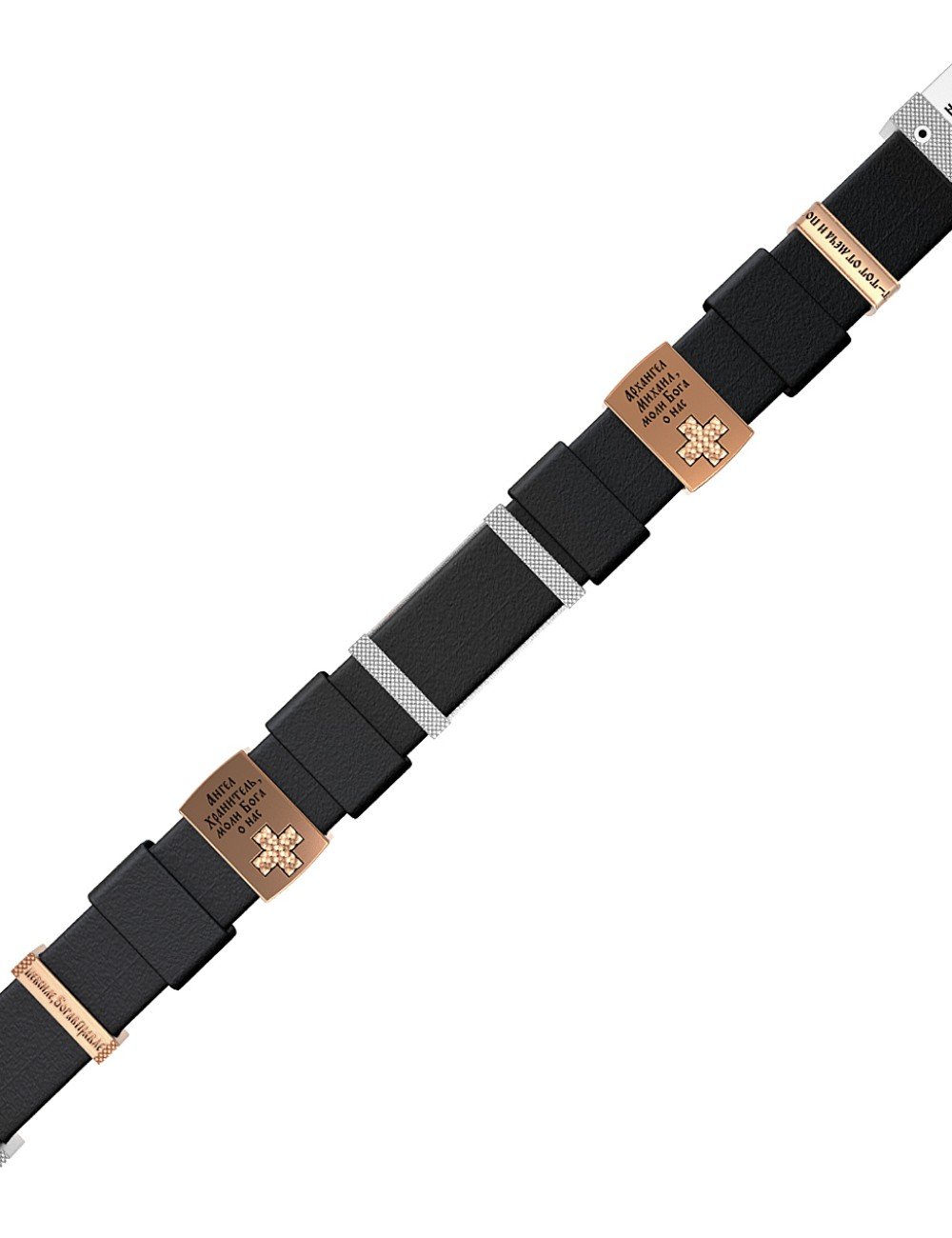 Браслет из белого золота c кожаным шнурком