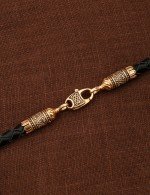 Гайтан из золота c кожаным шнурком