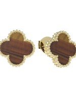 Серьги из лимонного золота c тигровым глазом