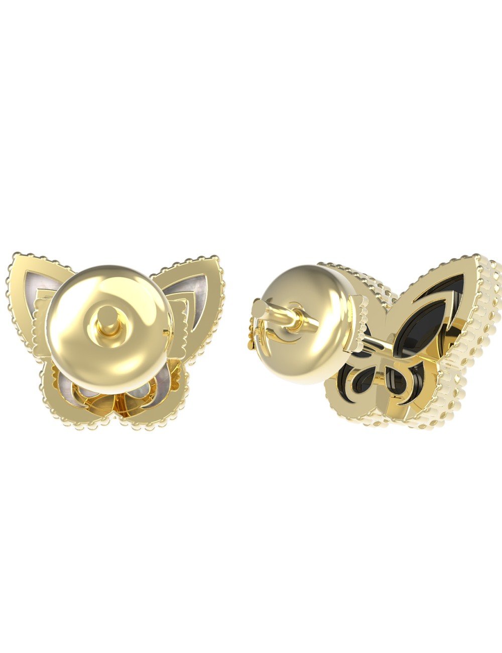 Серьги из лимонного золота c ониксом и перламутром