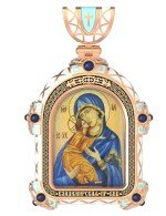 Образок из золота c эмалью, иконописью и темперой