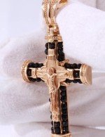 Крест из золота 585 пробы c ониксом