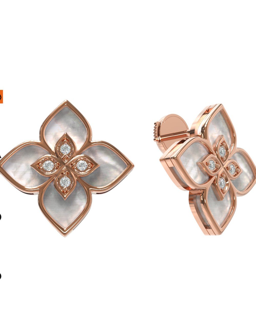 Серьги из золота c бриллиантами и перламутром