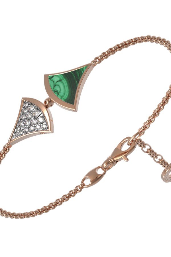 Браслет из золота c бриллиантами и малахитом