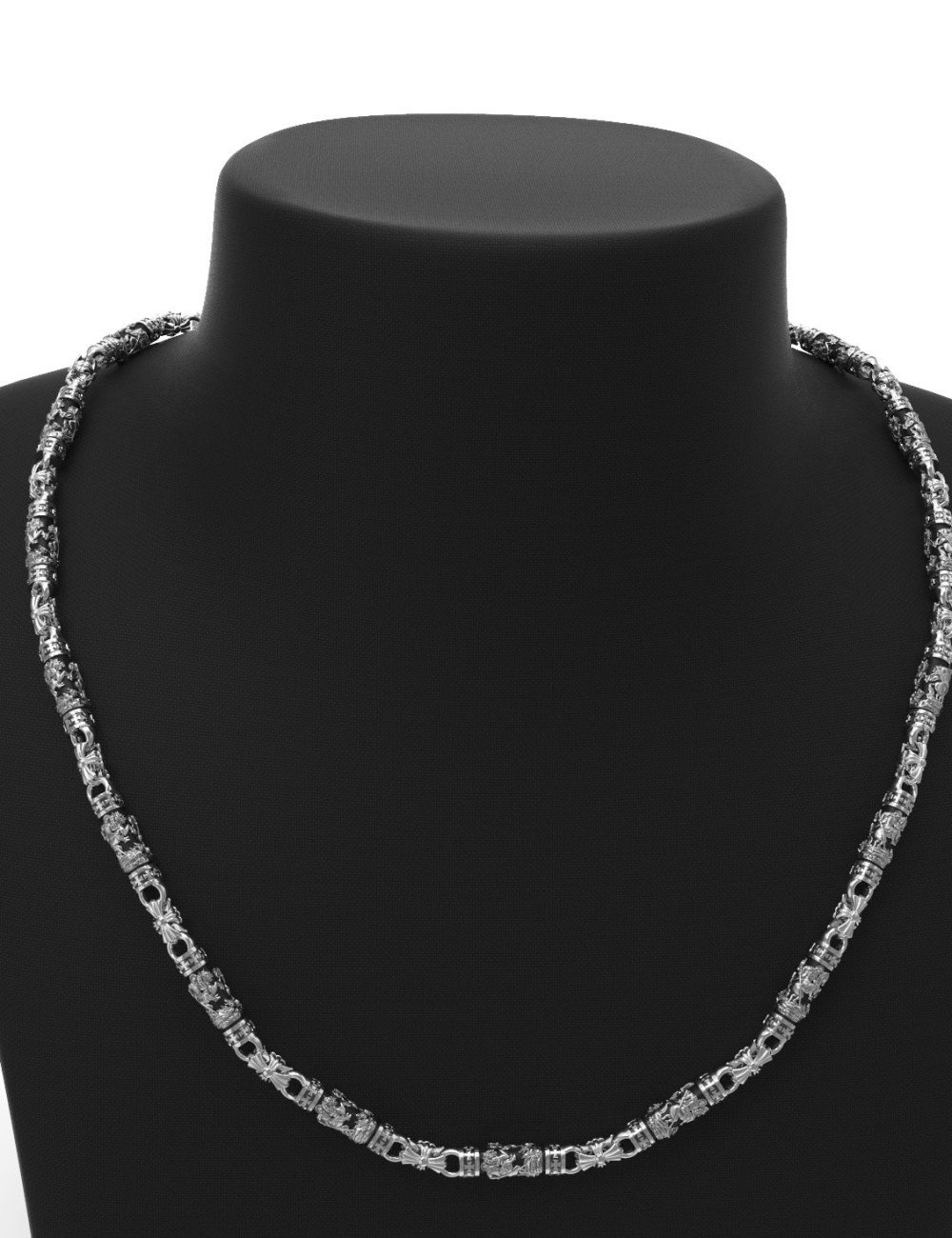 Цепь из белого золота c эбеновым деревом