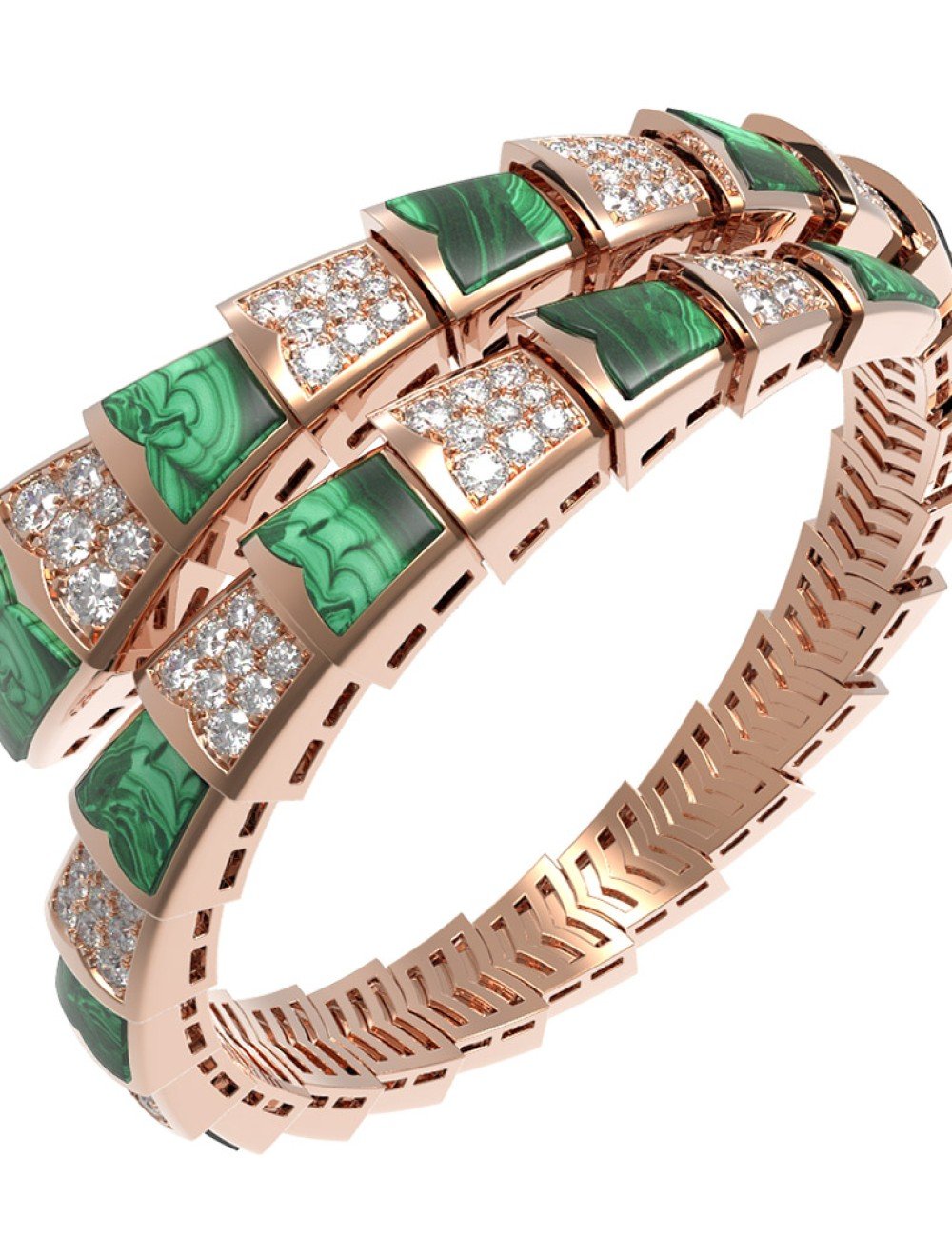 Браслет из золота c бриллиантами и малахитом