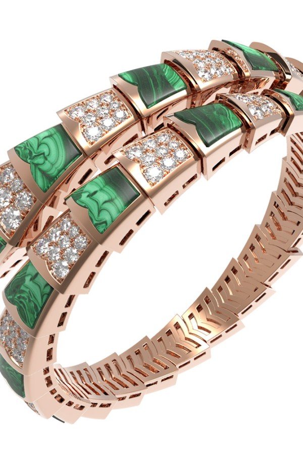 Браслет из золота c бриллиантами и малахитом