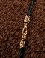 Гайтан из золота c кожаным шнурком