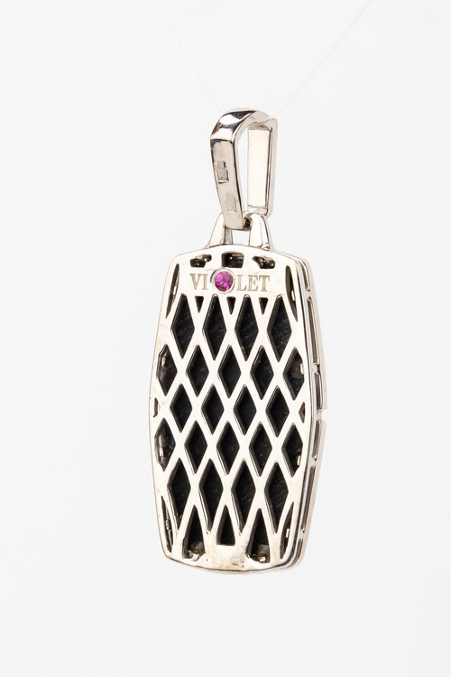 Подвеска из белого золота 585 пробы c бриллиантами, рубином и ониксом