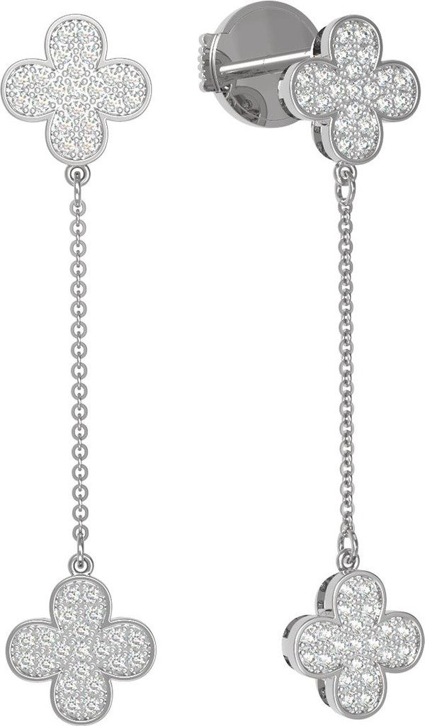 Серьги из белого золота 585 пробы c бриллиантами