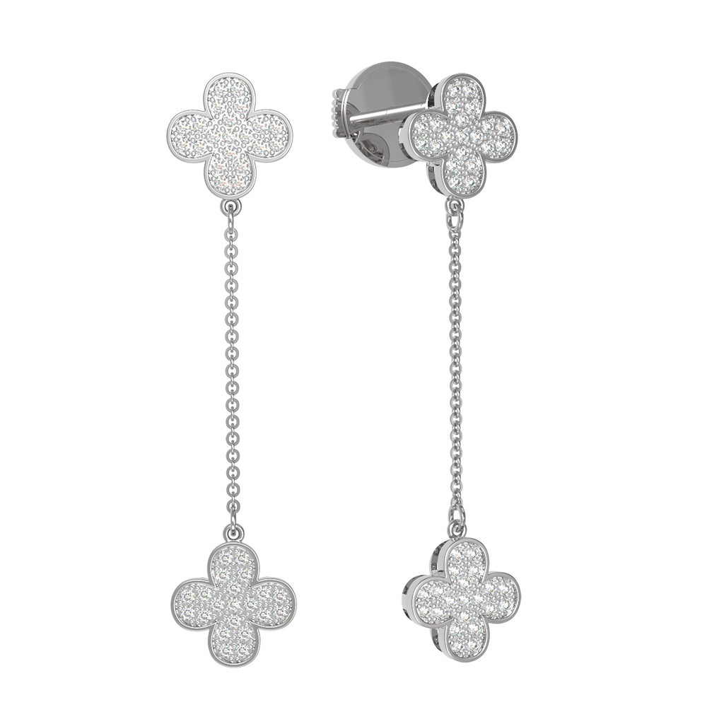 Серьги из белого золота 585 пробы c бриллиантами